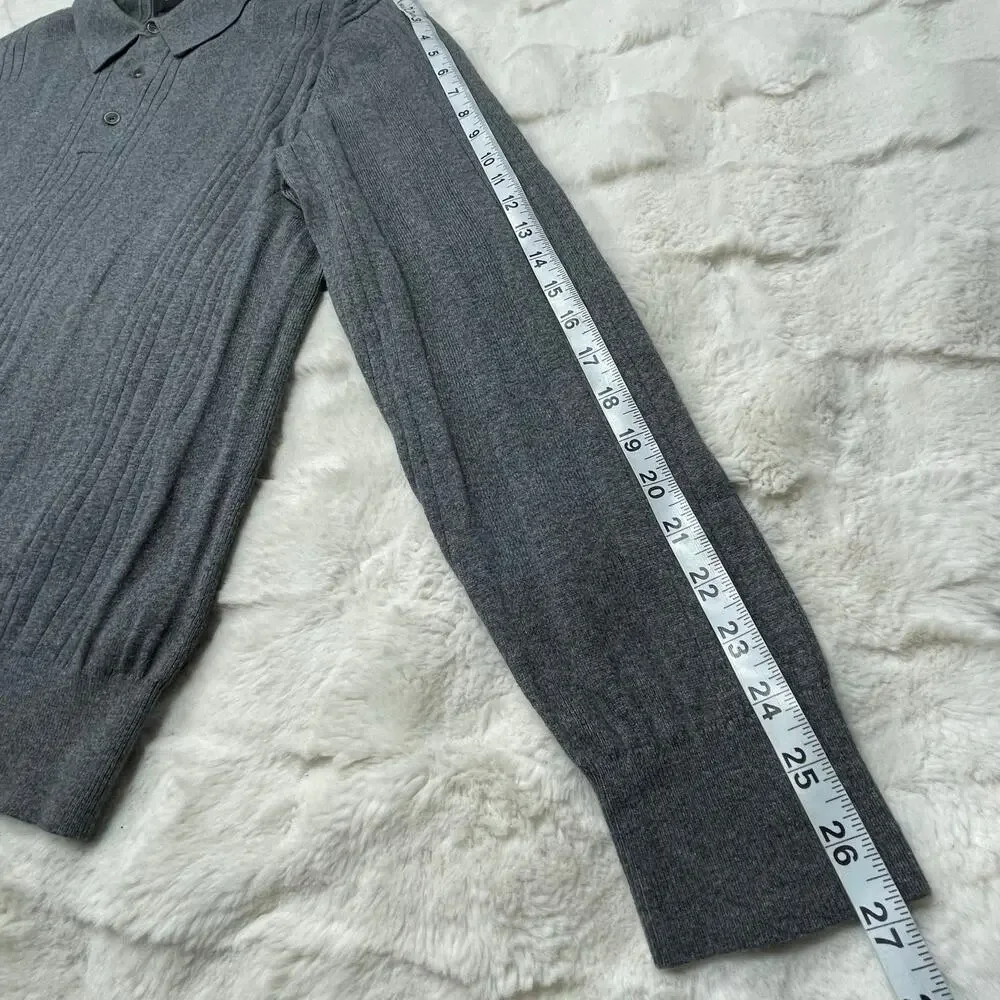 NWT $100 Banana Republic Organic Cotton Ribbed Sweater Polo Long Sleeve Mens L